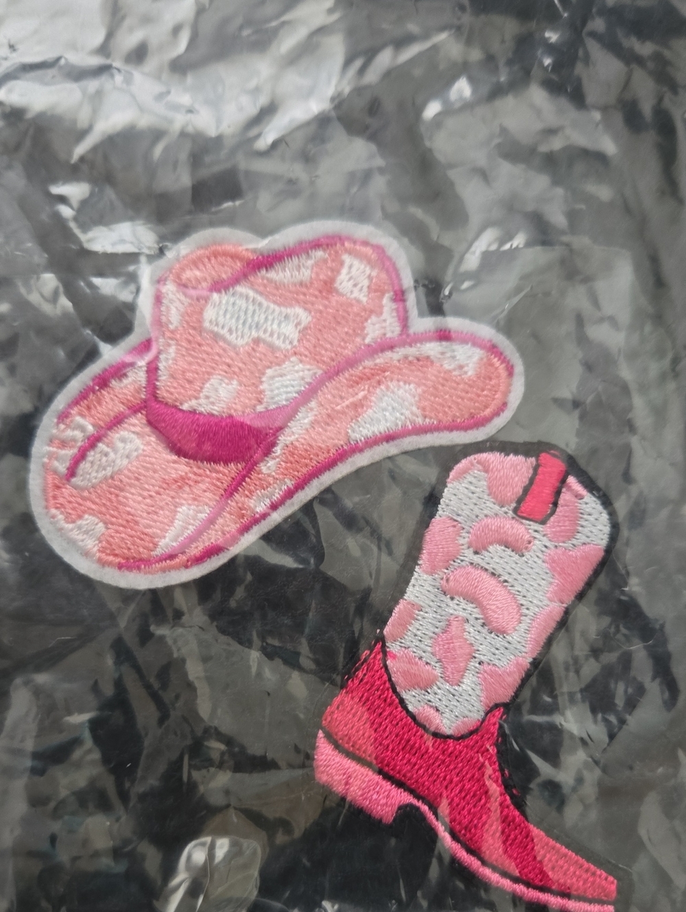 Patch Pink Cowboy Hat and Boot Iron-On Patch Set